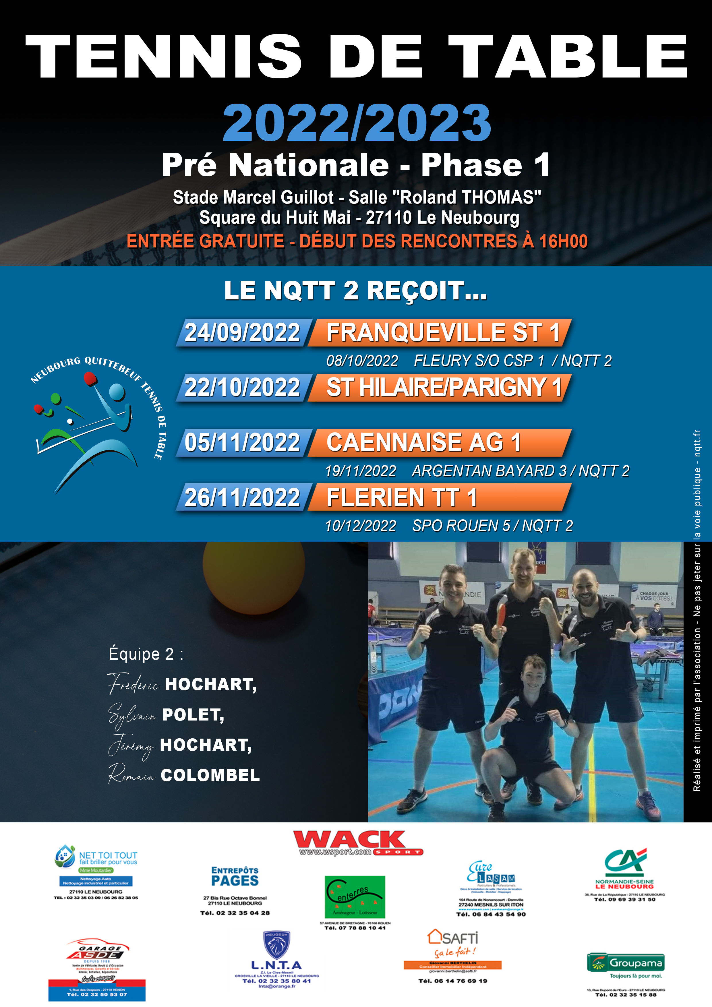 Affiche NQTT 2022 23 Pré Nationale Phase 1